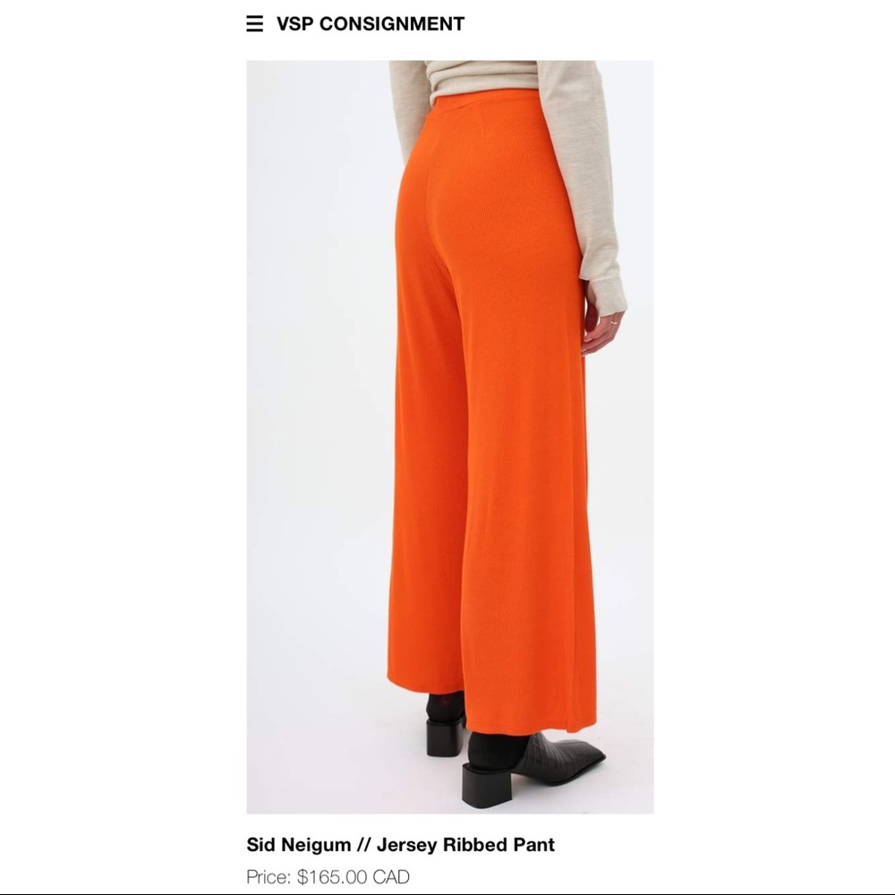 Designer Sid Neigum Orange Ribbed Culottes - Picture 4 of 5